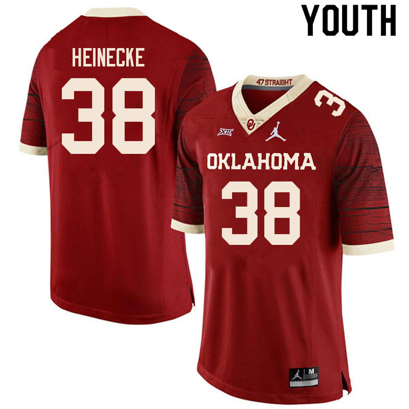 Youth #38 Owen Heinecke Oklahoma Sooners College Football Jerseys Sale-Retro - Click Image to Close